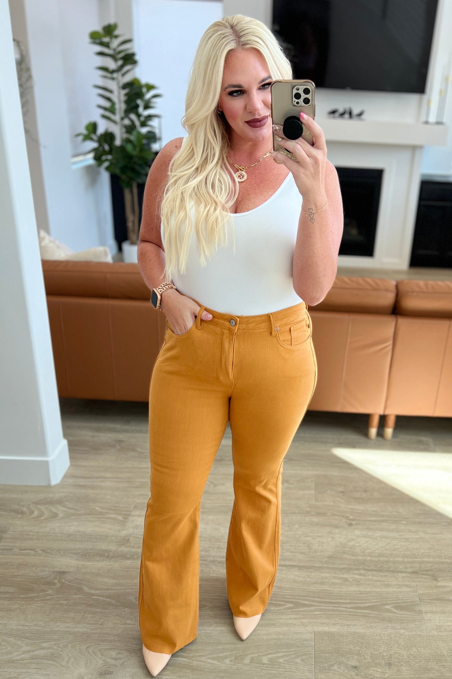 Marigold High Rise Control Top Flare Jeans